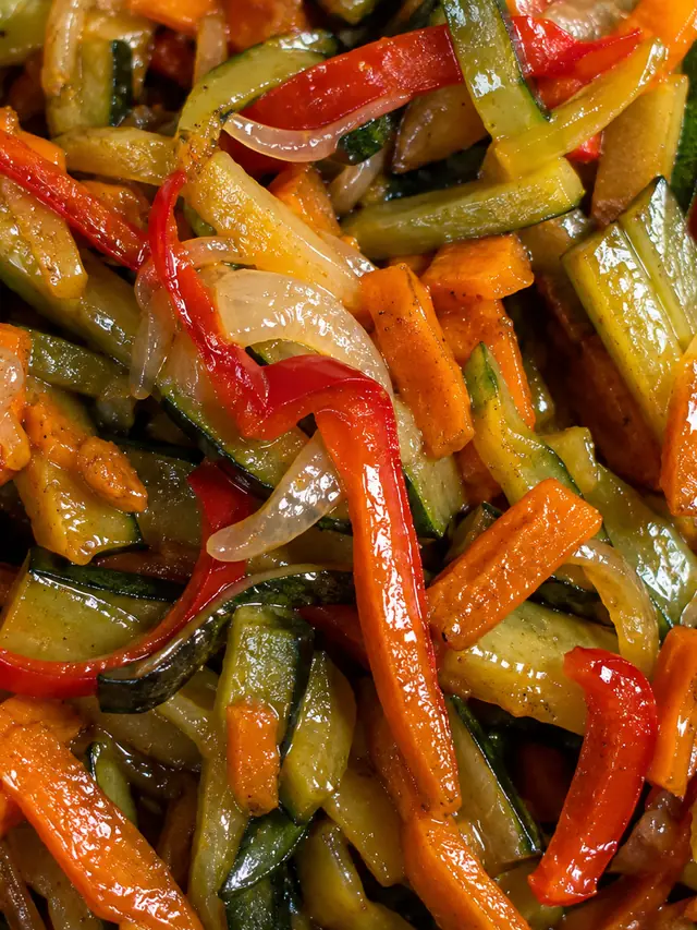 Verduras salteadas con pimiento y judía verde